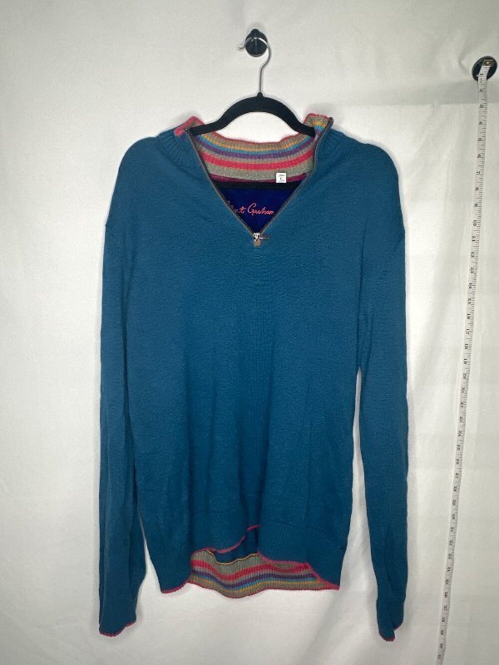 Robert Graham Classic Fit Quarter-Zip Sweater L Designer Preppy Knitwear
